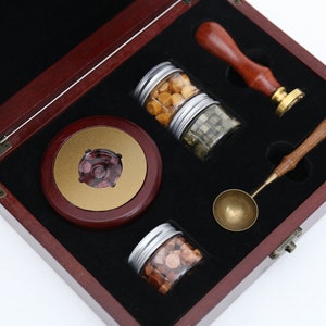 Premium Wachssiegel-Set für Herdboxen, individuelles Wachssiegel-Stempel, Hochzeitseinladungs-Siegelstempel, Wachsstempel-Set