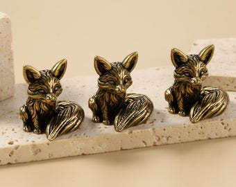 Messing kastknoppen bosdieren, massief messing vos handgrepen, kastknop, vos messing knop, vos knop