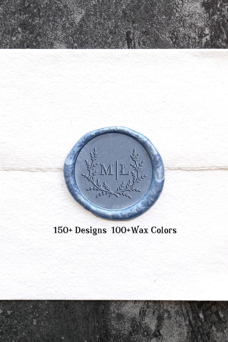 Personalized Wedding Wax seal stamp with leaf laurel ,Custom wax Seal Kit,Wedding Invitation Seal Stamp.initials wax seal kit 