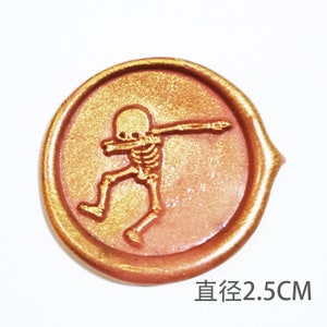Skelett Tanzender Wachssiegel Stempel, Personalisiertes Skelett-Wachssiegel Kit, Hochzeitswachsstempel, Siegellackstempel, Halloween-Wachssiegelstempel