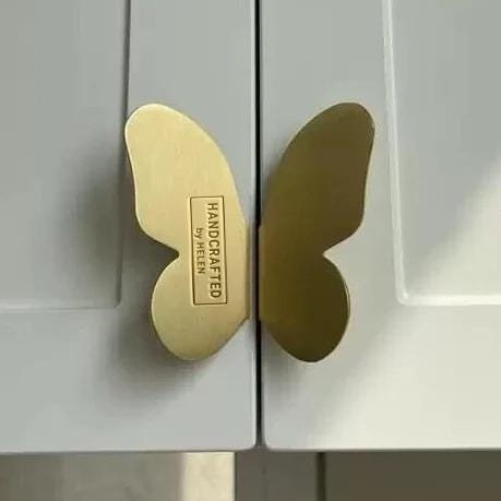 Solid Brass Butterfly kitchen cabinet knob, Cabinet Knobs, Drawer Pulls, Wardrobe Door Knobs, Dresser Knobs, Black gold Butterfly Knobs