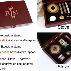 Personalized Wedding Wax seal stamp with leaf laurel ,Custom wax Seal Kit,Wedding Invitation Seal Stamp.initials wax seal kit image 4
