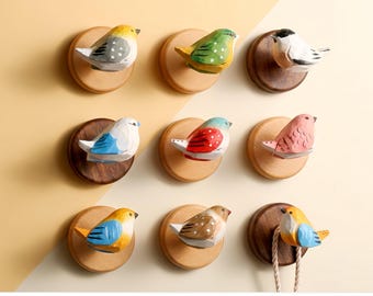 Retro Holz Kleiderhaken, Hand geschnitztes Holz Messing Kleiderhaken, Boho Wohnkultur, rustikale Wandhaken