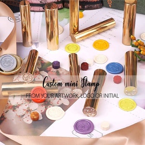 Mini sigillo rotondo personalizzato, mini kit sigillo di cera carino personalizzato, timbro di cera nuziale, timbro di ceralacca