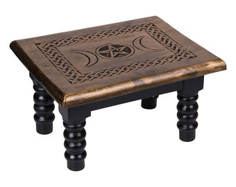 Altar Table, wood  ~ Triple Moon design 30cm x 30cm x 15cm Wicca Wiccan Witchcraft altar gifts