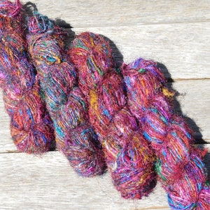 Recycled Silk Skeins 100 gram of Recycled Sari Silk Beautiful color blend not murky