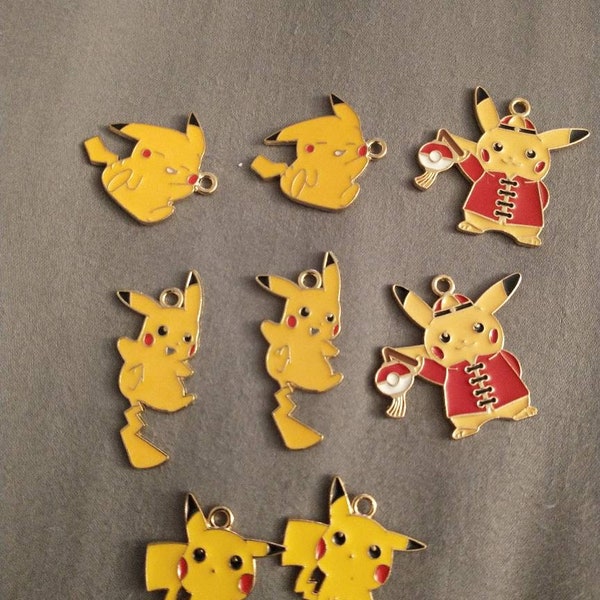 Pokemon pikachu charm set of 8. Great for to use as charms for a charm bracelet or necklace