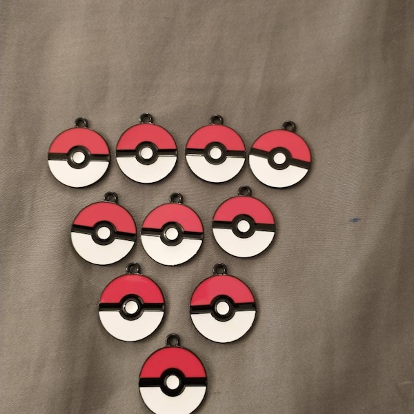 Pokemon pokeball charm set of 10 charms per set. Great for to use as charms for a charm bracelet or necklace. Discounts on more then one set