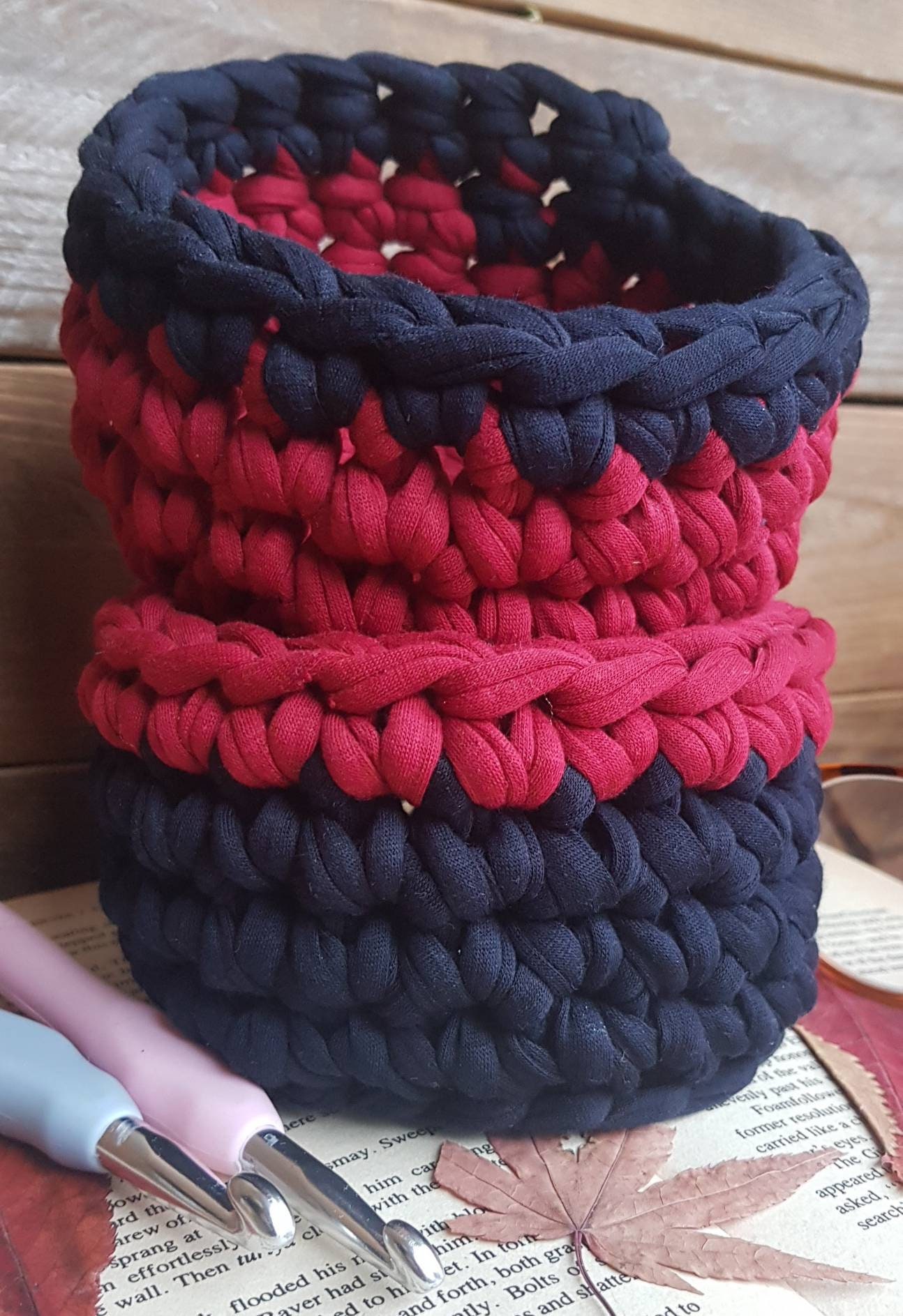 Crochet TShirt Yarn Baskets Etsy