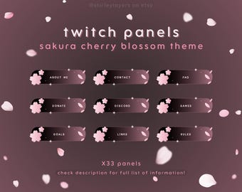 sakura cherry blossom twitch panels |  33 panels + can make more | instant download ready to use | pink cozy aesthetic sparkle cute stars