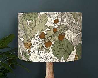 Mercia - Woodland Lampshade - Apple Green & Spice Brown - Botanical Patterned - Drum Pendant Lightshade - Lighting - Timeless Home Décor.