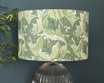 William Morris Acanthus Lampshade - Apple & Sage Green - Botanical Leaves - Patterned Drum Pendant Lightshade - Timeless Home Décor.