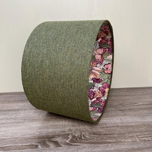 Botanist | Purple Butterflies | Green Tweed | Double Sided Lampshades