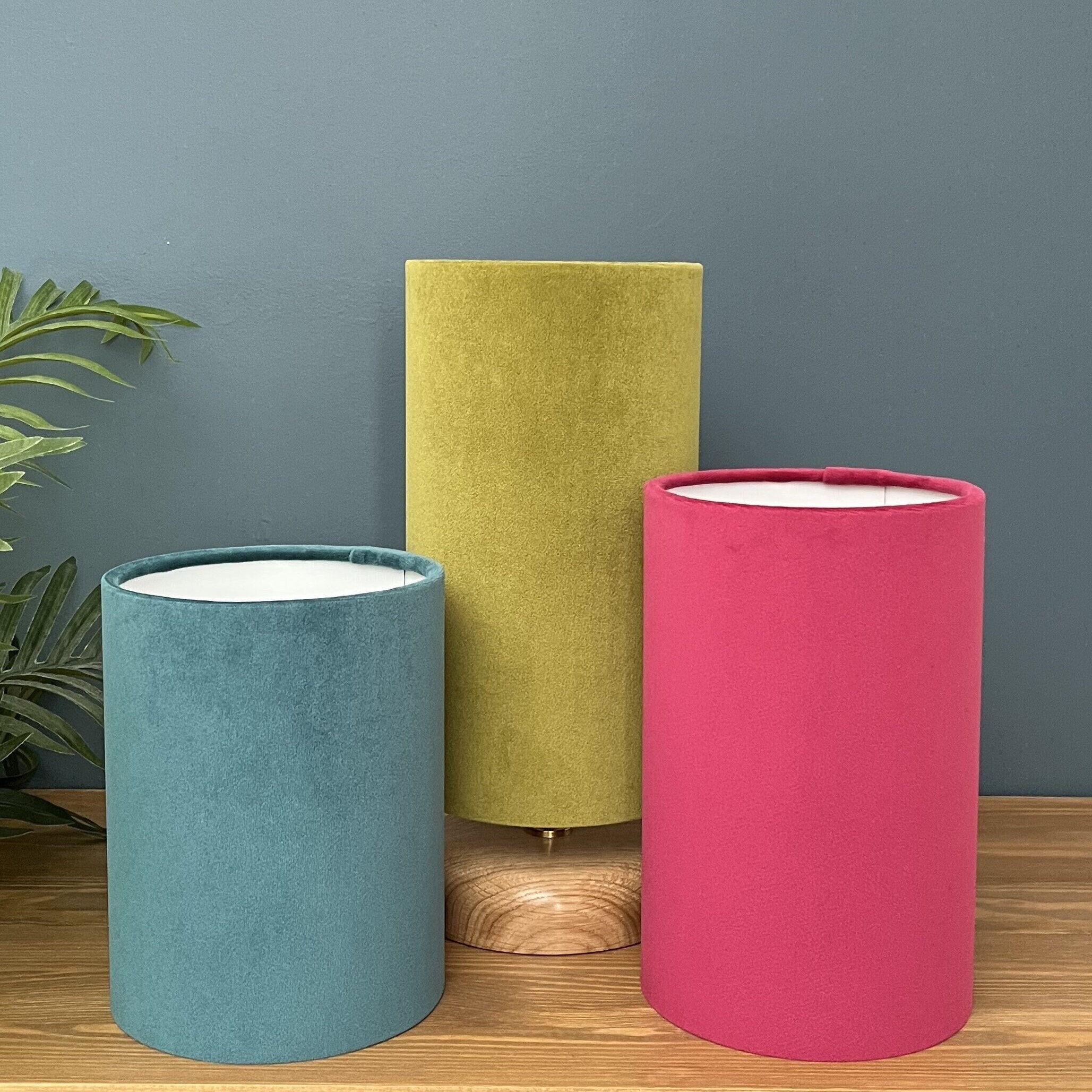 Lush Velvet Tall Cylinder Plain Lampshade Slim Ceiling