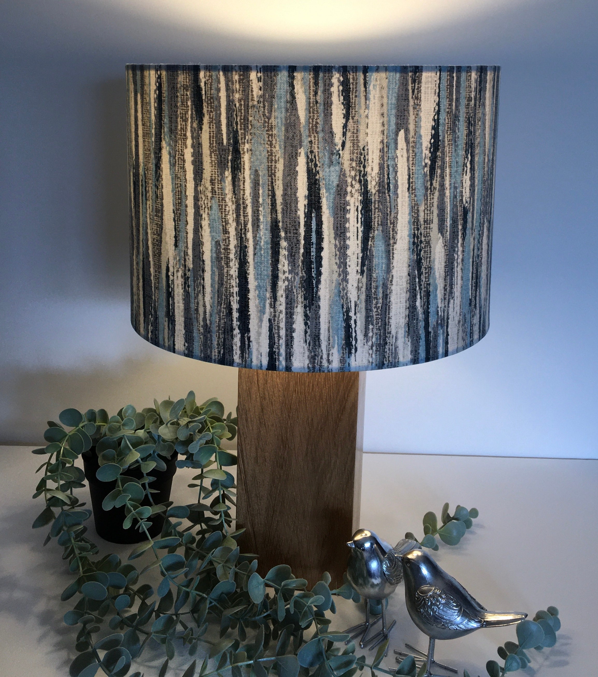 Impressions Marine Blue Grey White Abstract Lampshade. For Etsy