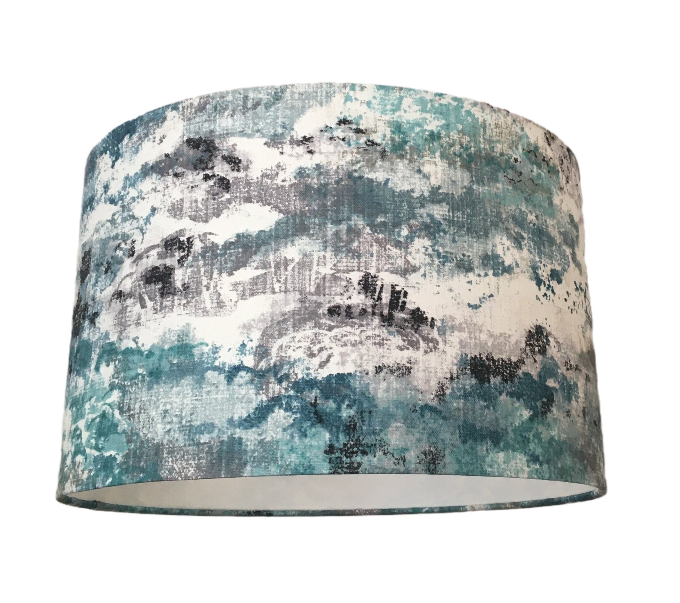 Kumo Blue Abstract Drum Lampshade Suitable for Bedside - Etsy UK