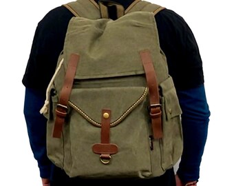 15x17.5 Retro Rucksack Canvas Backpack Unisex Leisure Backpack Gift for Him Laptop Rucksack Weekender Woman Backpack Christmas Perfect Gifts