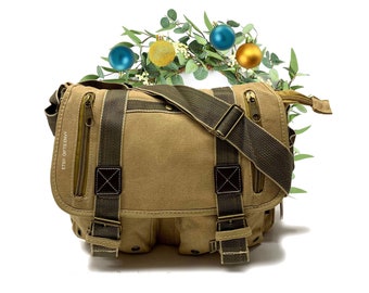 Berchirly vintage military shop men canvas messenger bag