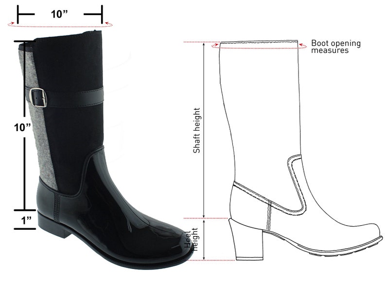 Women Rain Boots Greenbox Official Grey and Black Combo Color Fashion Rain Heel Boots