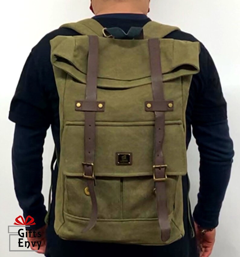 12.5x18 Large Classic Military Canvas Rucksack Roll Top With Etsy