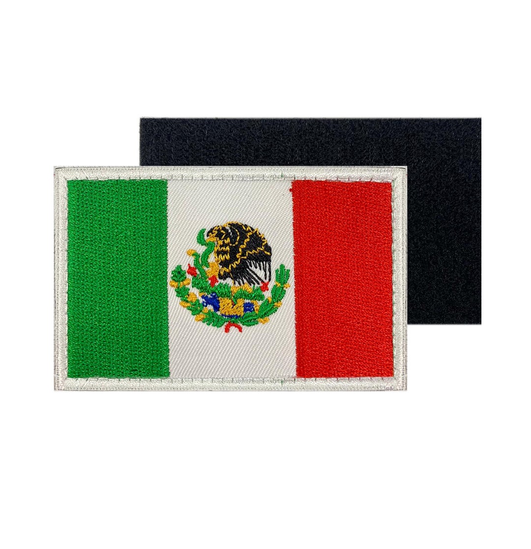 SEW ON Mexico Flag Velcro Patch 3x2 Embroidery Velcro Patch MEXICO Flag