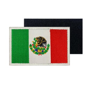 The flag of Mexico, Embroidered Patch on a Shield, Size: 2 x 2.2 inches