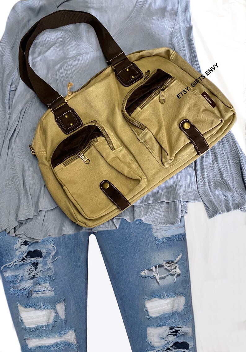 16x12 Canvas and Suede Combo Fashion Shoulder Bag Crossbody Messenger ...