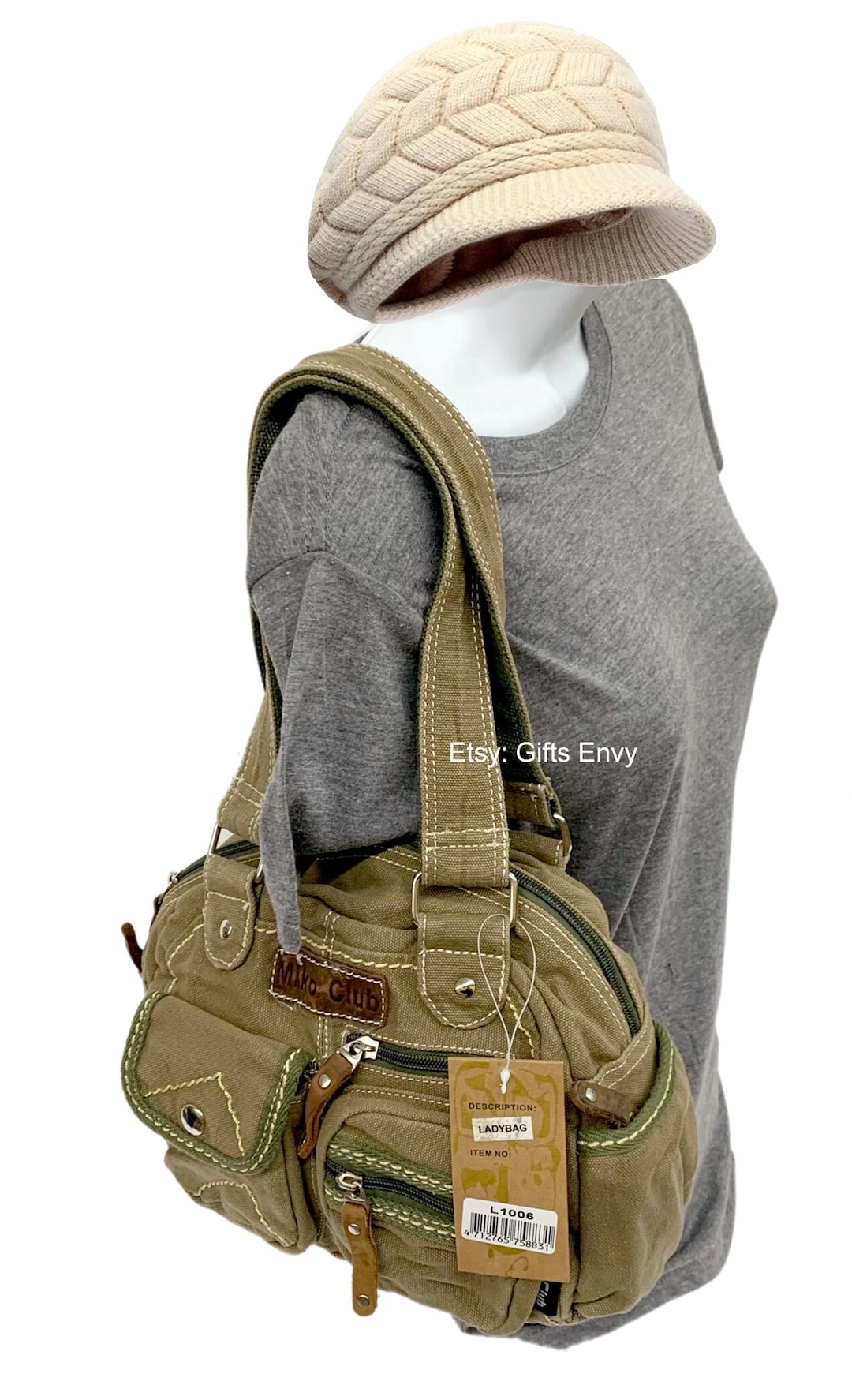 12 Inches Width Canvas MIKO Club Double Top Handle Shoulder - Etsy