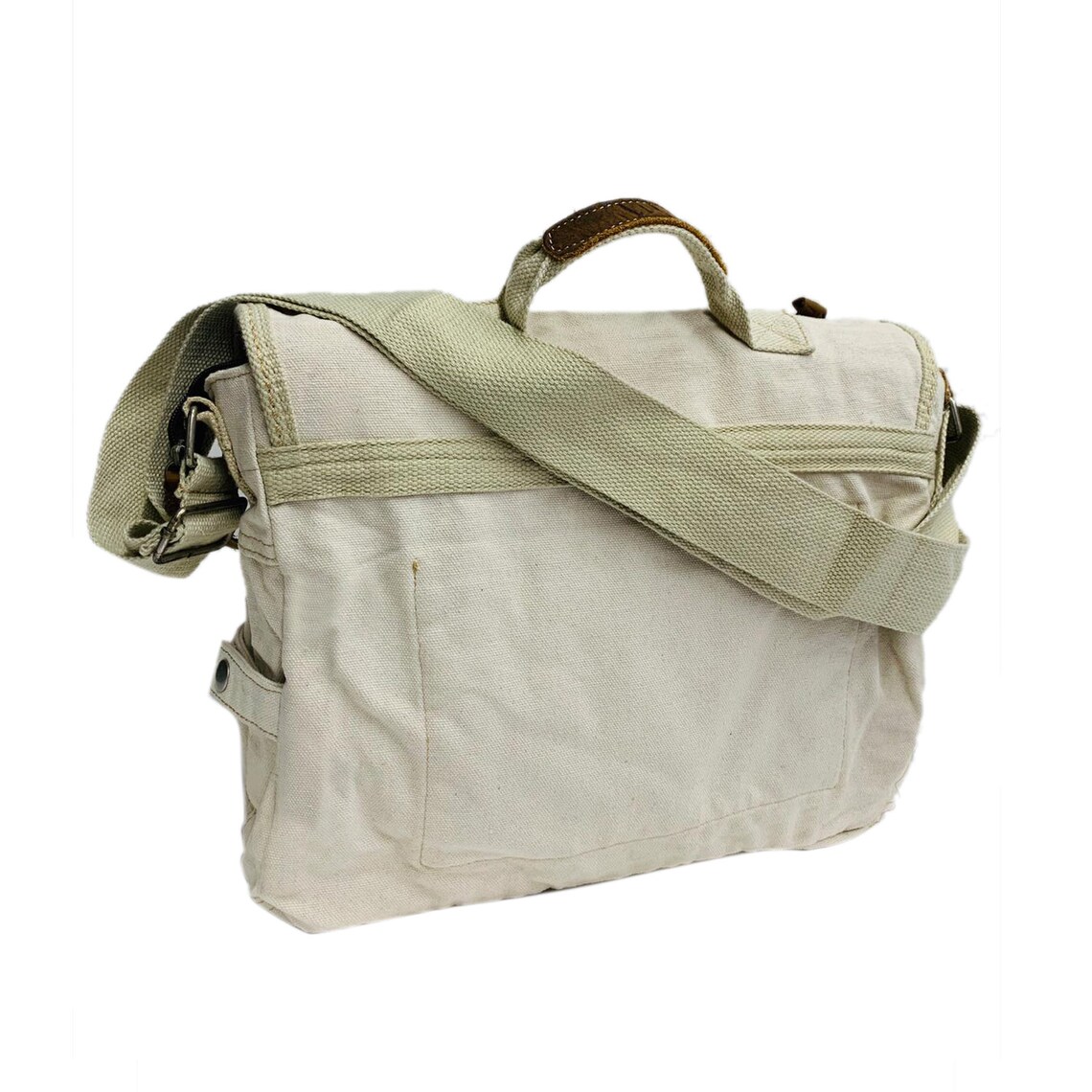 Beige Canvas Cotton Vintage Messenger Bag Crossbody Shoulder Etsy