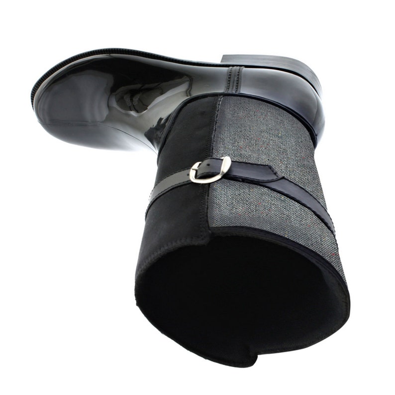 Women Rain Boots Greenbox Official Grey and Black Combo Color Fashion Rain Heel Boots