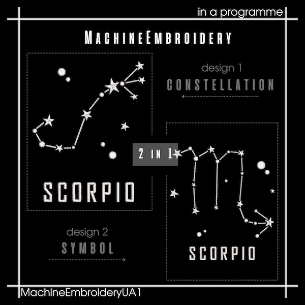 Constellation SCORPIO - Machine embroidery design - 4 sizes - 2 different designs - Instant download