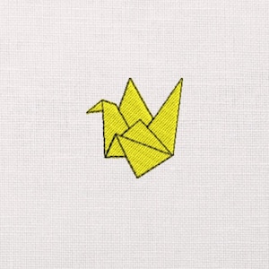 Adorable Origami Machine Embroidery Pattern, Small Accent For T-Shirt, Yellow Origami Embroidery Design, Japan Origami Embroidery For Shirt
