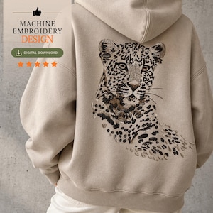 Cheetah Face Machine Embroidery Design, Wild Animal Sweatshirt Stitch File