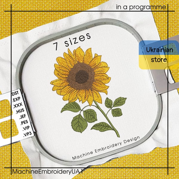 Sunflower Machine Embroidery Design - Sunflower Downloads - 7 Tailles - Téléchargement instantané
