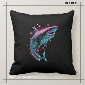 Magic Shark with Fireflies Machine Embroidery Design - Shark Embroidery Files - 6 Sizes - Instant Download image 6