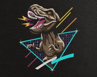 T-Rex on a dark background Machine Embroidery Design - Dinosaur Embroidery Files - 8 Sizes - Instant Download