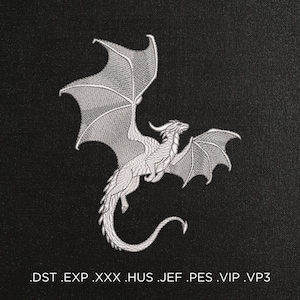 Dragon Machine Embroidery Design - Dragon Embroidery Files - 7 Sizes - Instant Download