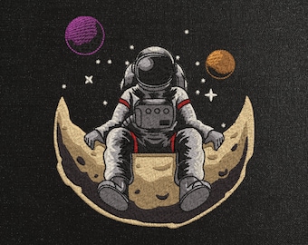 NASA Astronaut Machine Embroidery Design - Space NASA Moon Embroidery Files - Astronaut Digitize Embroidery - Instant Download