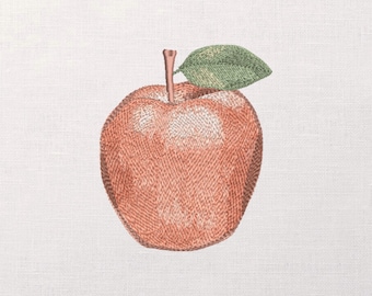 Red Apple Embroidery Machine Pattern, Fruit Theme Embroidery Design, Realistic Apple Embroidery Digital Files, Embroidery Pattern For Bag
