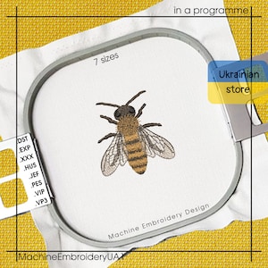 Bee machine embroidery design - bee embroidery files - 7 sizes - Instant download