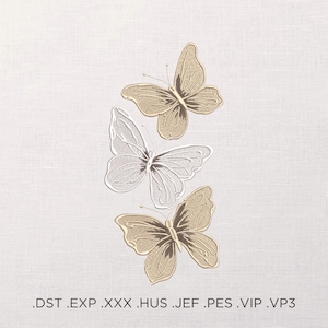 3D Butterfly Machine Embroidery Design - 3D Butterfly Embroidery Files - 5 Sizes - Instant Download