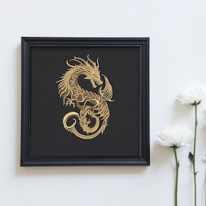 Chinese Dragon Embroidery Design, Gold Dragon Machine Embroidery File, Japanese Style Dragon, Fantasy Dragon Embroidery, Tattoo Dragon image 5