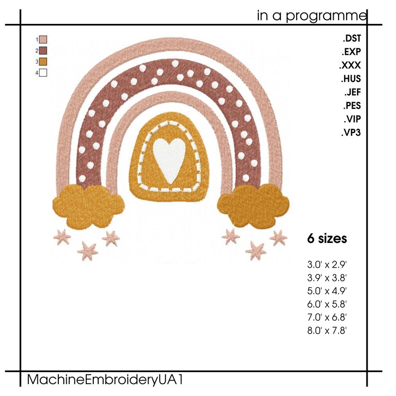 Rainbow Machine Embroidery Design Rainbow Embroidery Files Etsy