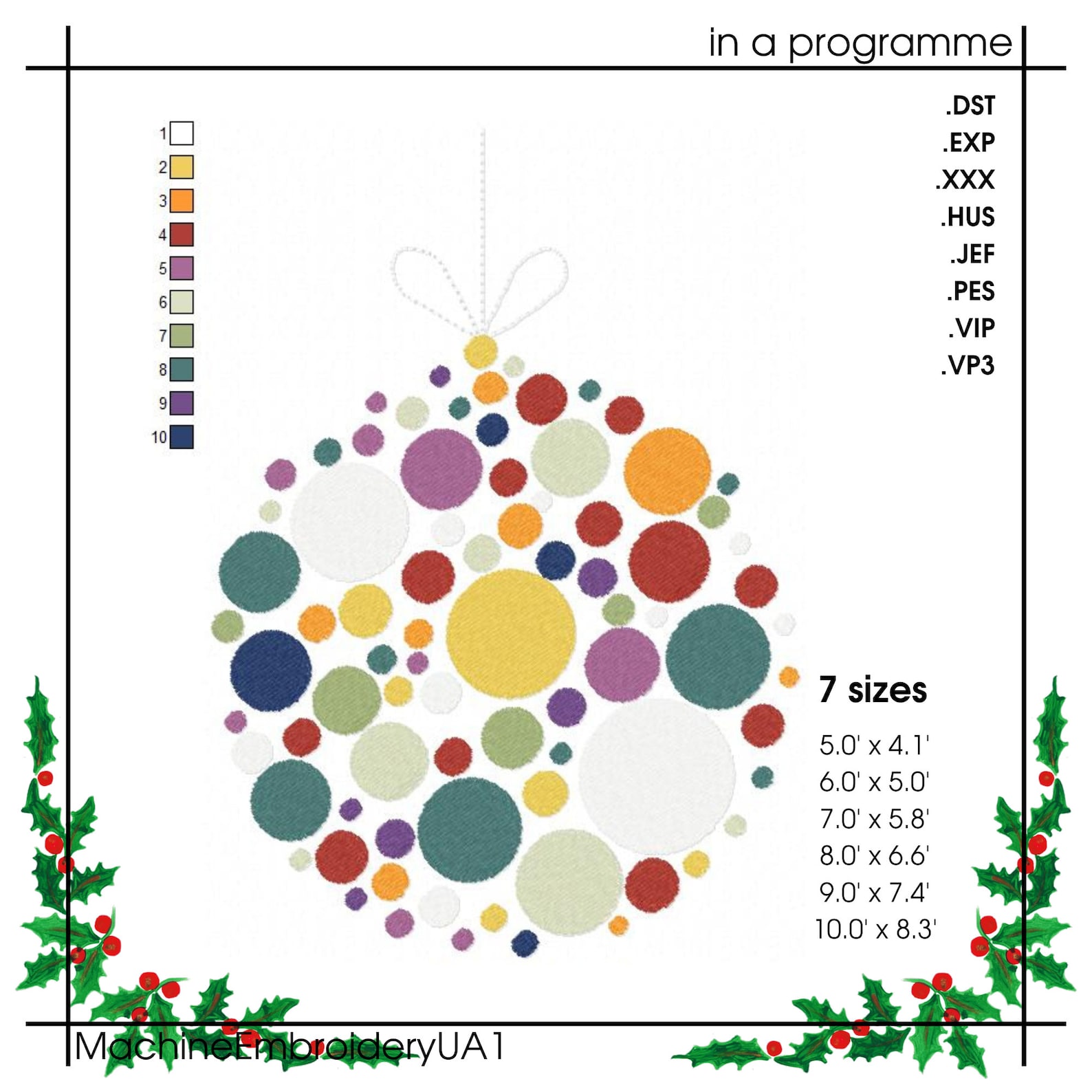 Christmas Ball Machine Embroidery Design Christmas Ball Etsy