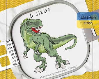 T-Rex Maschinenstickdatei - Dinosaurier-Stickdateien - 7 Größen - Sofortiger Download