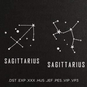 SAGITTARIUS Constellation Machine Embroidery Pattern, Zodiac Embroidery Design, Astrology Star Pattern, Celestial Horoscope Embroidery File