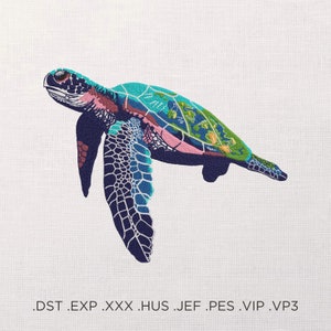 Turtle machine embroidery design - sea turtle watercolor embroidery files - 6 sizes - Instant DOWNLOAD