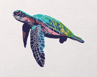 Turtle machine embroidery design - sea turtle watercolor embroidery files - 6 sizes - Instant DOWNLOAD