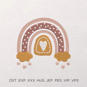 Cute Rainbow Machine Embroidery Pattern, Kids Room Embroidery Decor, Nature Theme Embroidery Design, Toddler Clothes Embroidery Pattern