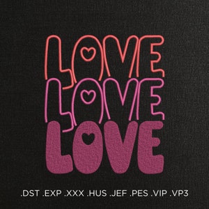 LOVE Stickdatei, Romantisches Stickmuster für Paar T-Shirt, Stickgeschenk für Geliebte, Kissenbezug Stickdatei